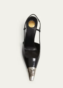 Saint Laurent90mm Jeanne Leather Slingback Pumps