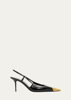 Saint Laurent75mm Jeanne Leather Slingback Pumps