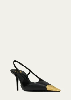 Saint Laurent75mm Jeanne Leather Slingback Pumps