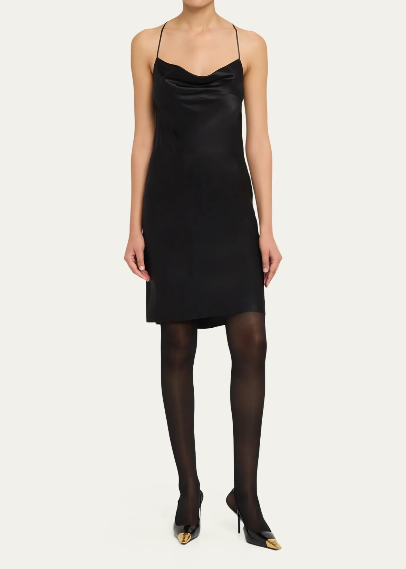 Saint Laurent75mm Jeanne Leather Slingback Pumps