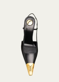 Saint Laurent75mm Jeanne Leather Slingback Pumps