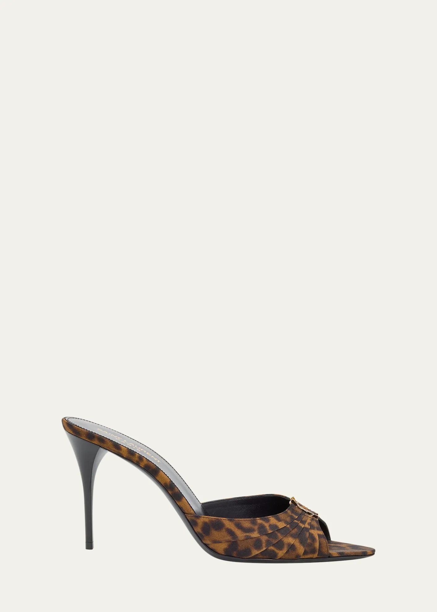 Saint Laurent90mm Leopard Grosgrain Mule Pumps