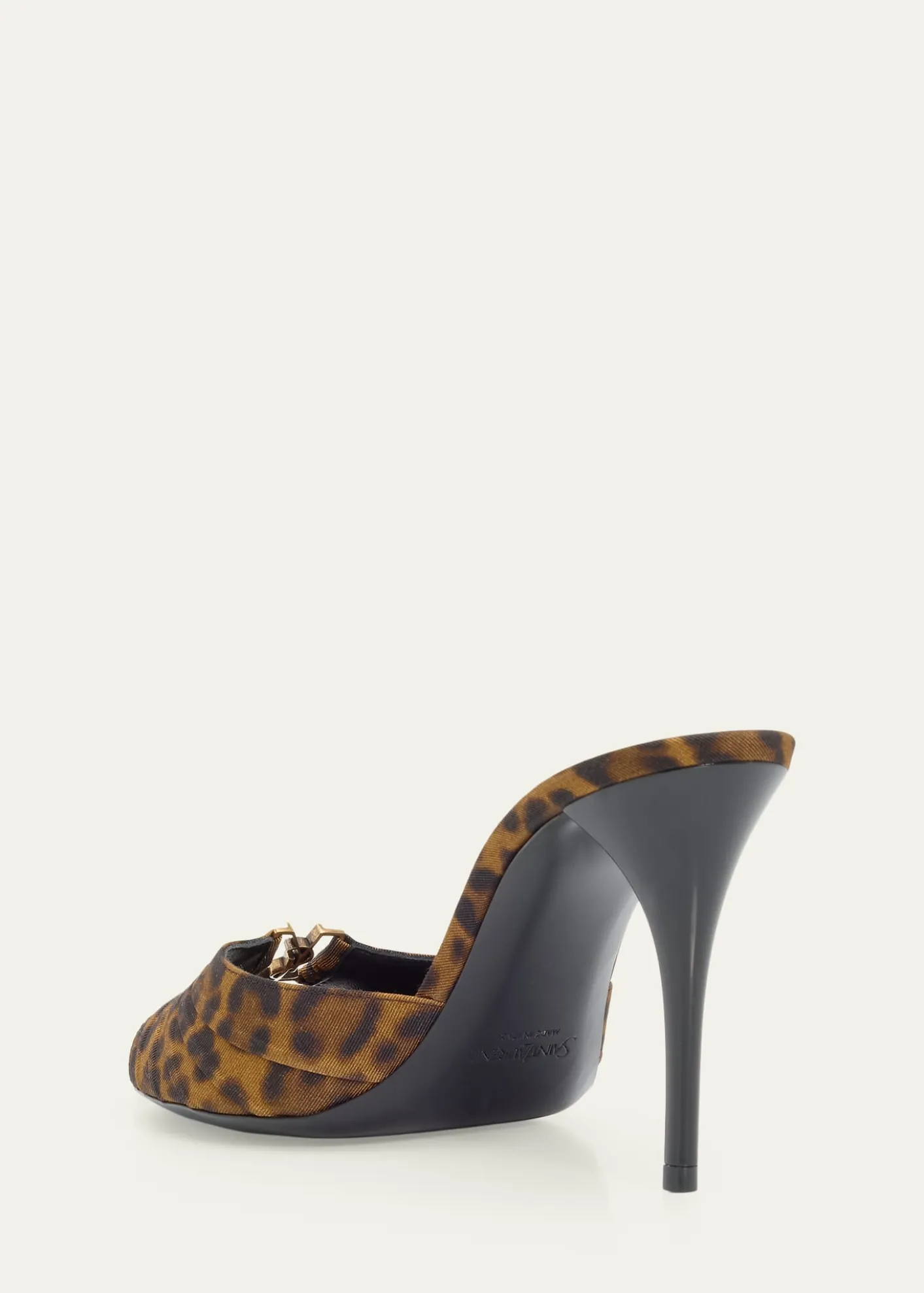 Saint Laurent90mm Leopard Grosgrain Mule Pumps