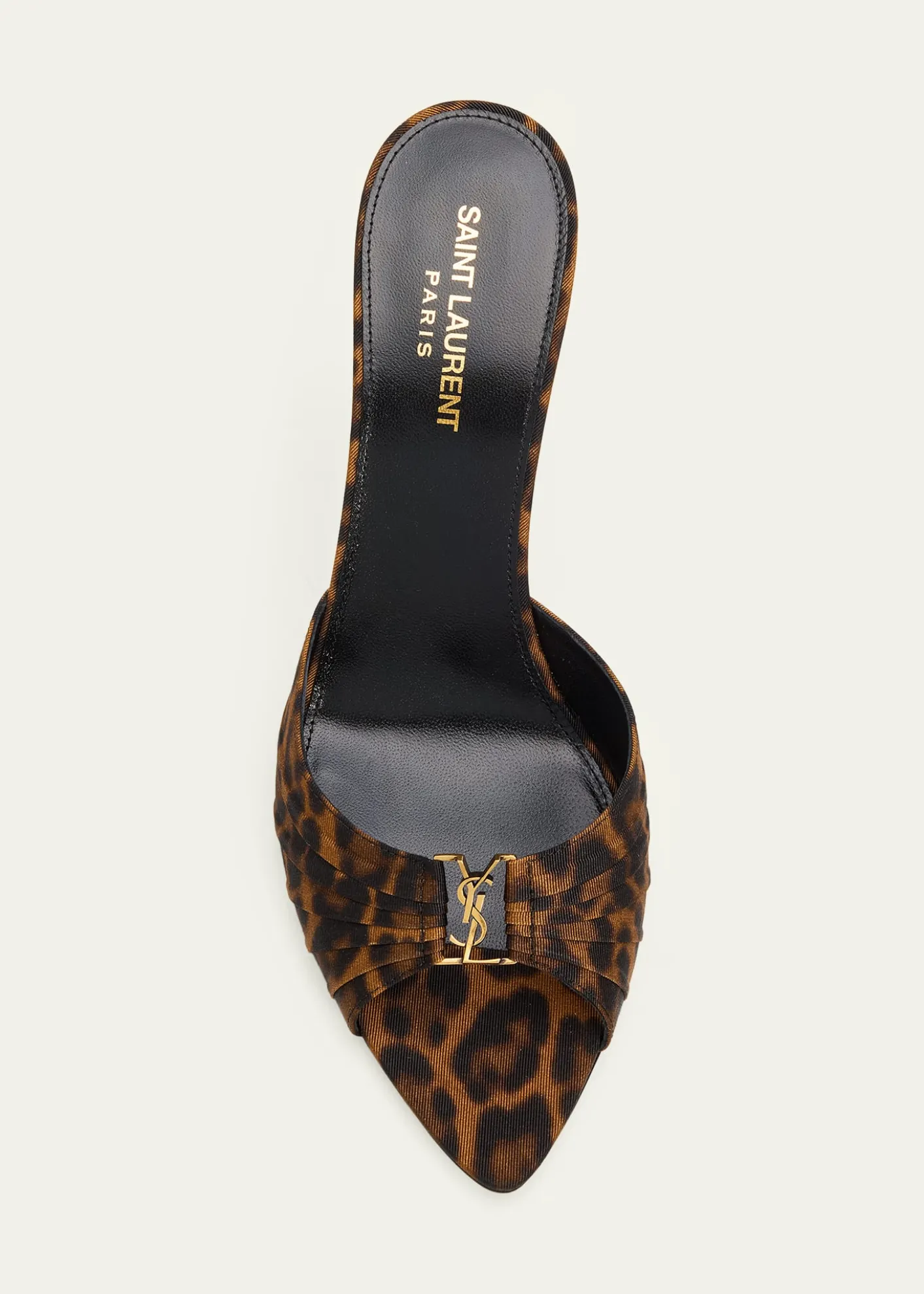 Saint Laurent90mm Leopard Grosgrain Mule Pumps
