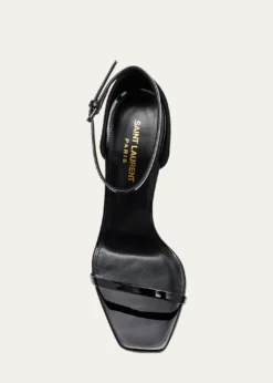 Saint Laurent110mm Opyum YSL Patent Leather Sandals with Golden Hardware