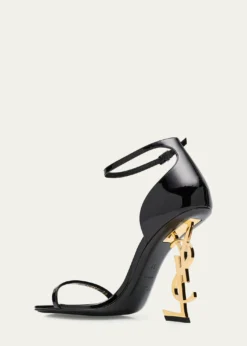 Saint Laurent110mm Opyum YSL Patent Leather Sandals with Golden Hardware