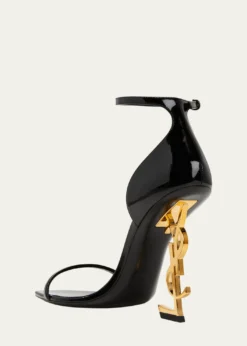 Saint Laurent110mm Opyum YSL Patent Leather Sandals with Golden Hardware