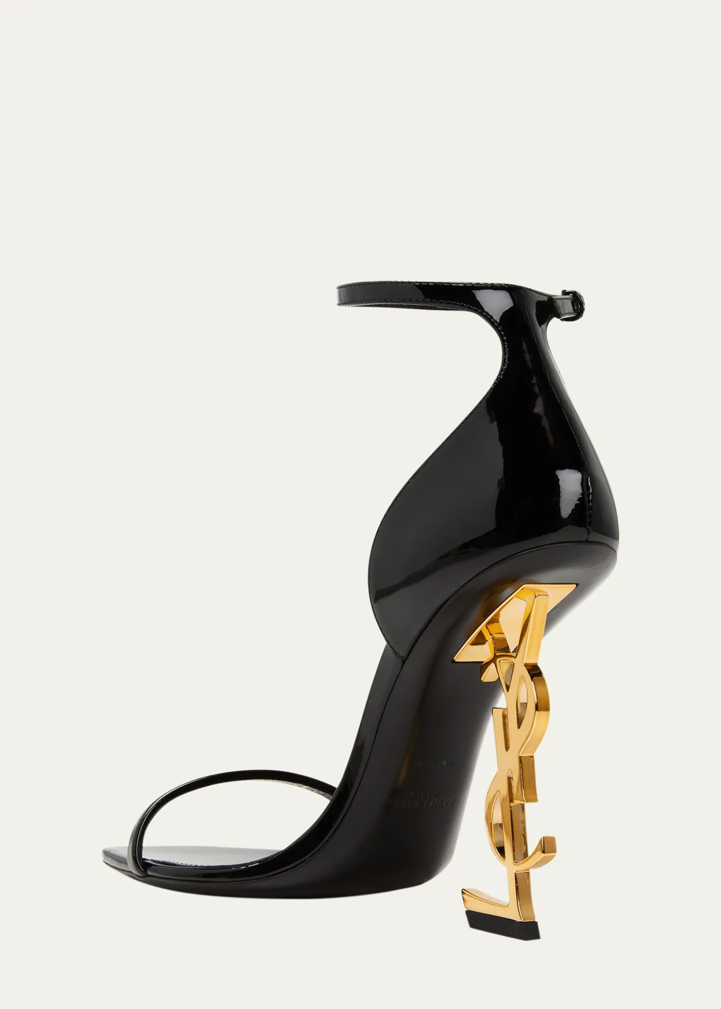 Saint Laurent110mm Opyum YSL Patent Leather Sandals with Golden Hardware