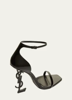 Saint Laurent110mm Opyum YSL Patent Leather Sandals with Black Hardware