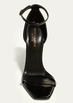 Saint Laurent110mm Opyum YSL Patent Leather Sandals with Black Hardware