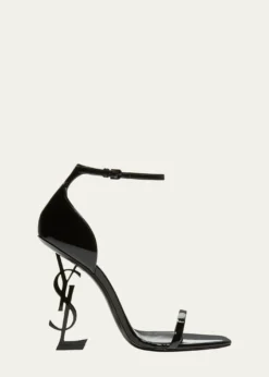 Saint Laurent110mm Opyum YSL Patent Leather Sandals with Black Hardware