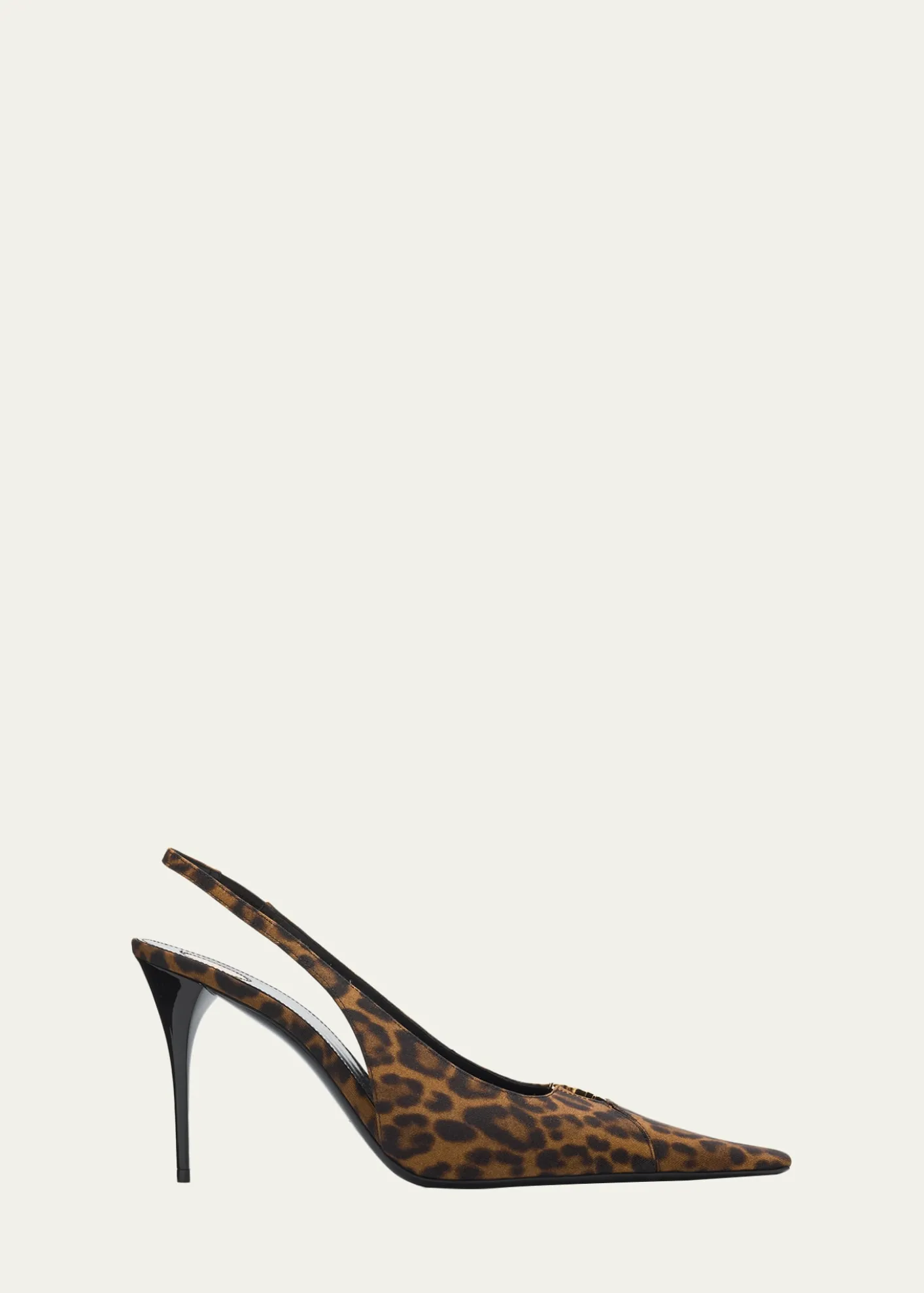 Saint Laurent90mm YSL Leopard Grosgrain Slingback Pumps