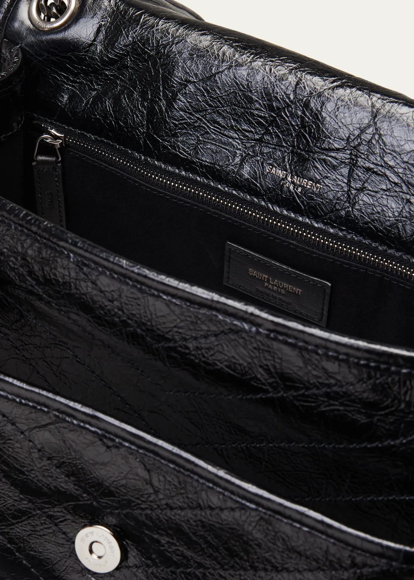 Saint LaurentNiki Large Flap YSL Shoulder Bag in Crinkled Leather