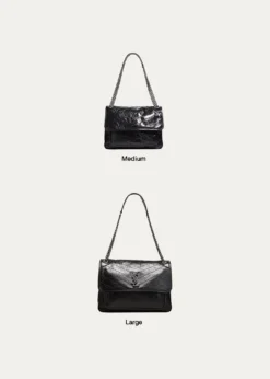 Saint LaurentNiki Large Flap YSL Shoulder Bag in Crinkled Leather