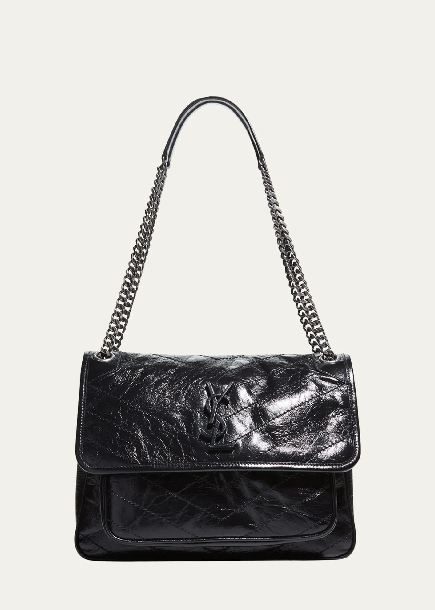 Saint LaurentNiki Medium Flap YSL Shoulder Bag in Crinkled Leather