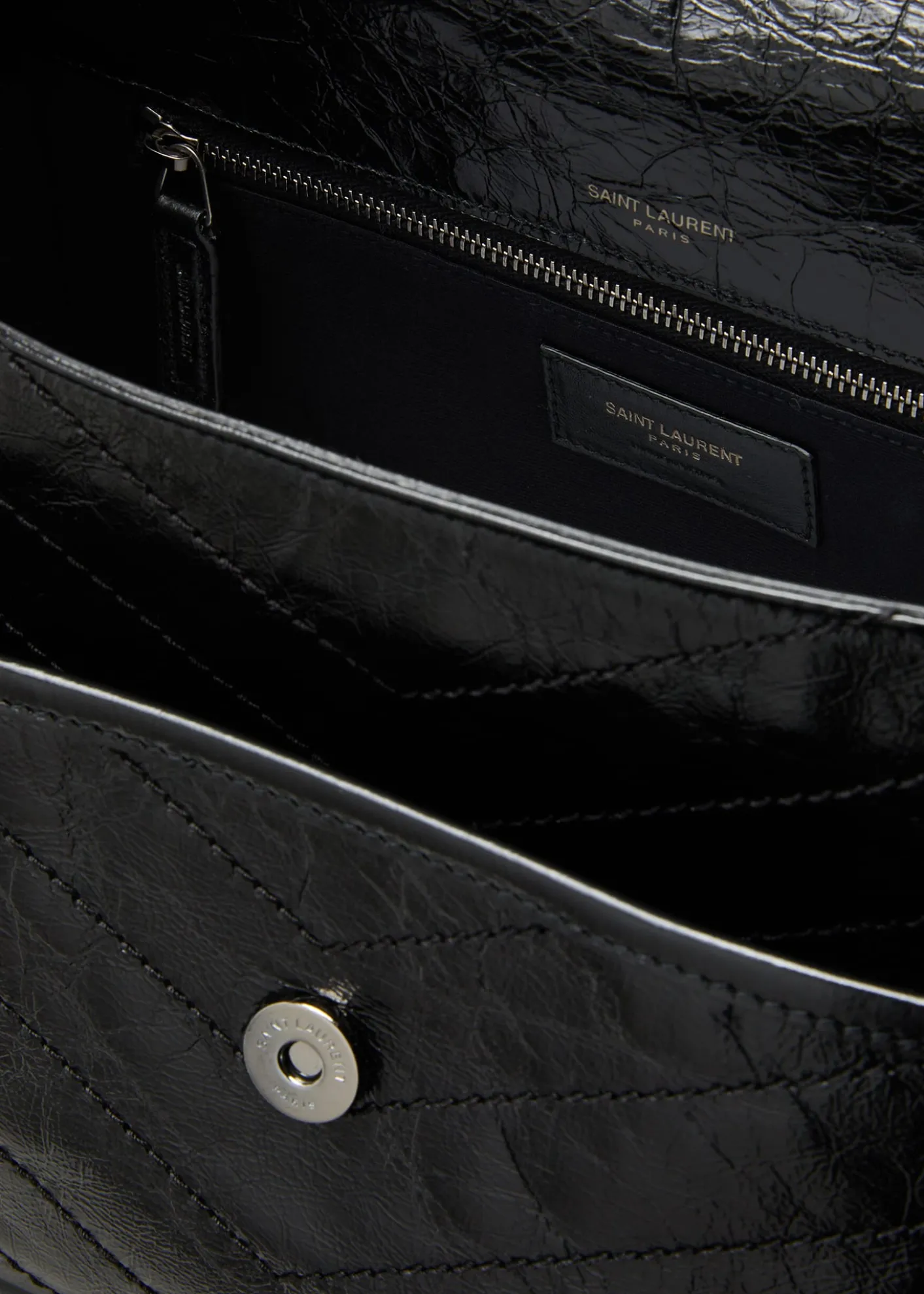 Saint LaurentNiki Medium Flap YSL Shoulder Bag in Crinkled Leather