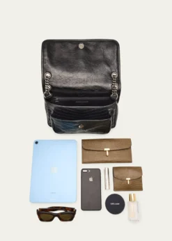 Saint LaurentNiki Medium Flap YSL Shoulder Bag in Crinkled Leather