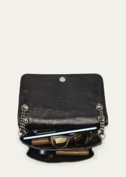 Saint LaurentNiki Medium Flap YSL Shoulder Bag in Crinkled Leather