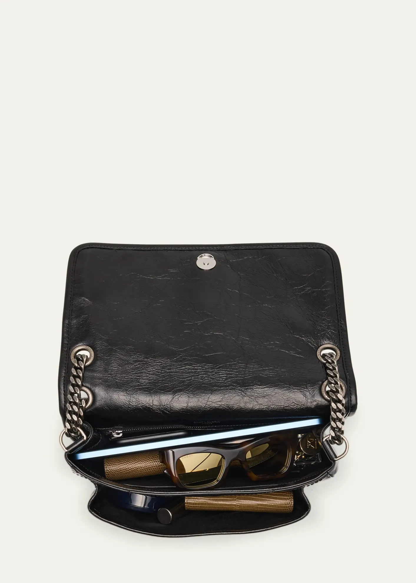 Saint LaurentNiki Medium Flap YSL Shoulder Bag in Crinkled Leather