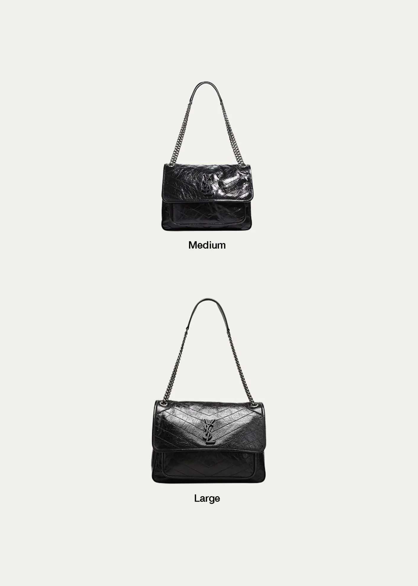 Saint LaurentNiki Medium Flap YSL Shoulder Bag in Crinkled Leather