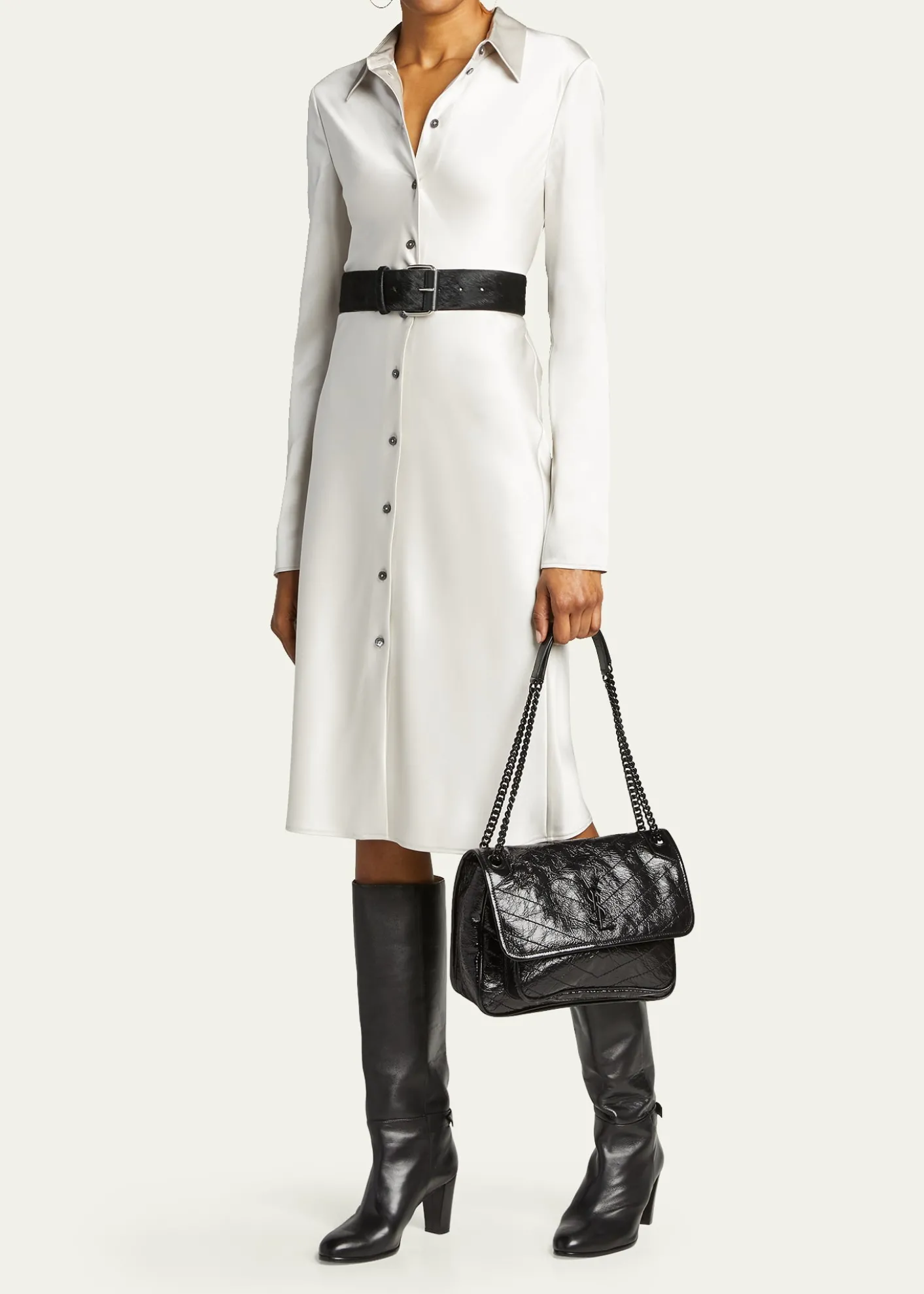 Saint LaurentNiki Medium Flap YSL Shoulder Bag in Crinkled Leather
