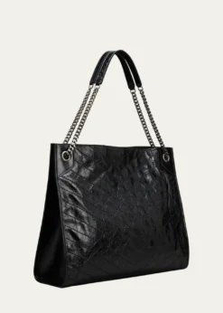 Saint LaurentNiki Medium YSL Shopper Tote Bag in Crinkled Leather