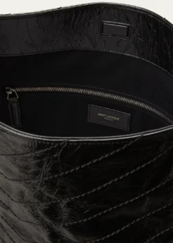 Saint LaurentNiki Medium YSL Shopper Tote Bag in Crinkled Leather