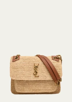 Saint LaurentNiki Medium YSL Shoulder Bag in Raffia