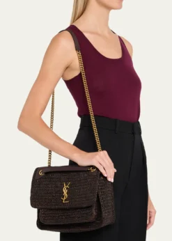 Saint LaurentNiki Medium YSL Raffia Shoulder Bag
