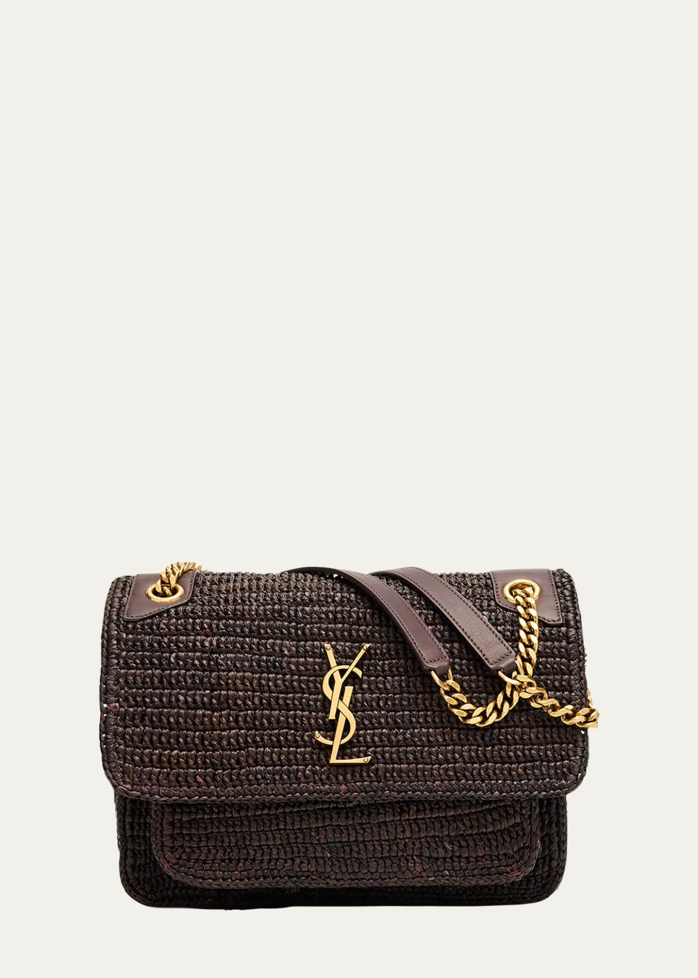Saint LaurentNiki Medium YSL Raffia Shoulder Bag