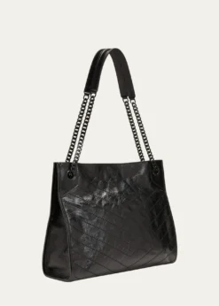 Saint LaurentNiki Medium YSL Shopper Tote Bag in Crinkled Leather