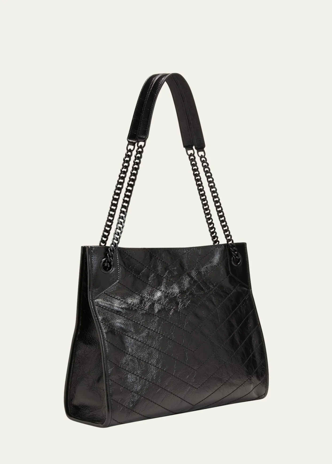 Saint LaurentNiki Medium YSL Shopper Tote Bag in Crinkled Leather
