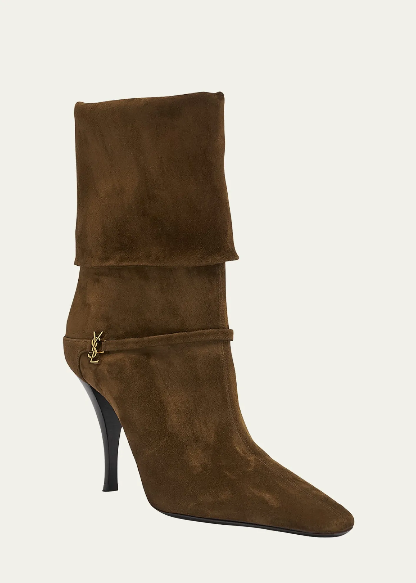Saint LaurentNiki Suede YSL Stiletto Ankle Booties