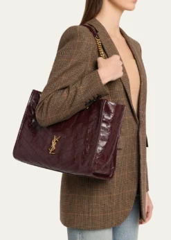 Saint LaurentNiki YSL Chevron Quilted Shopping Tote Bag