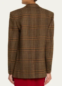 Saint LaurentOversized Check Single-Breasted Blazer Jacket