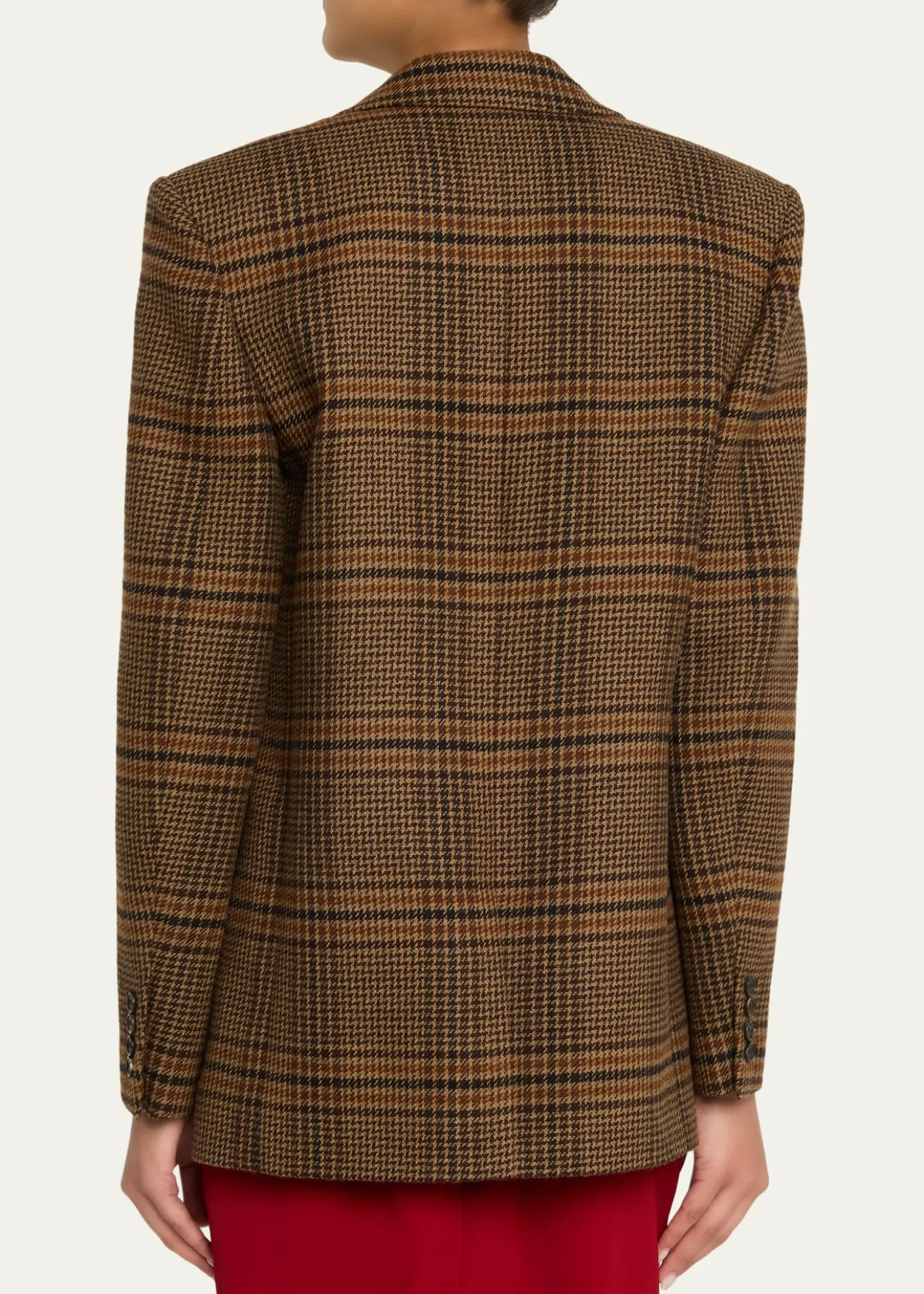 Saint LaurentOversized Check Single-Breasted Blazer Jacket