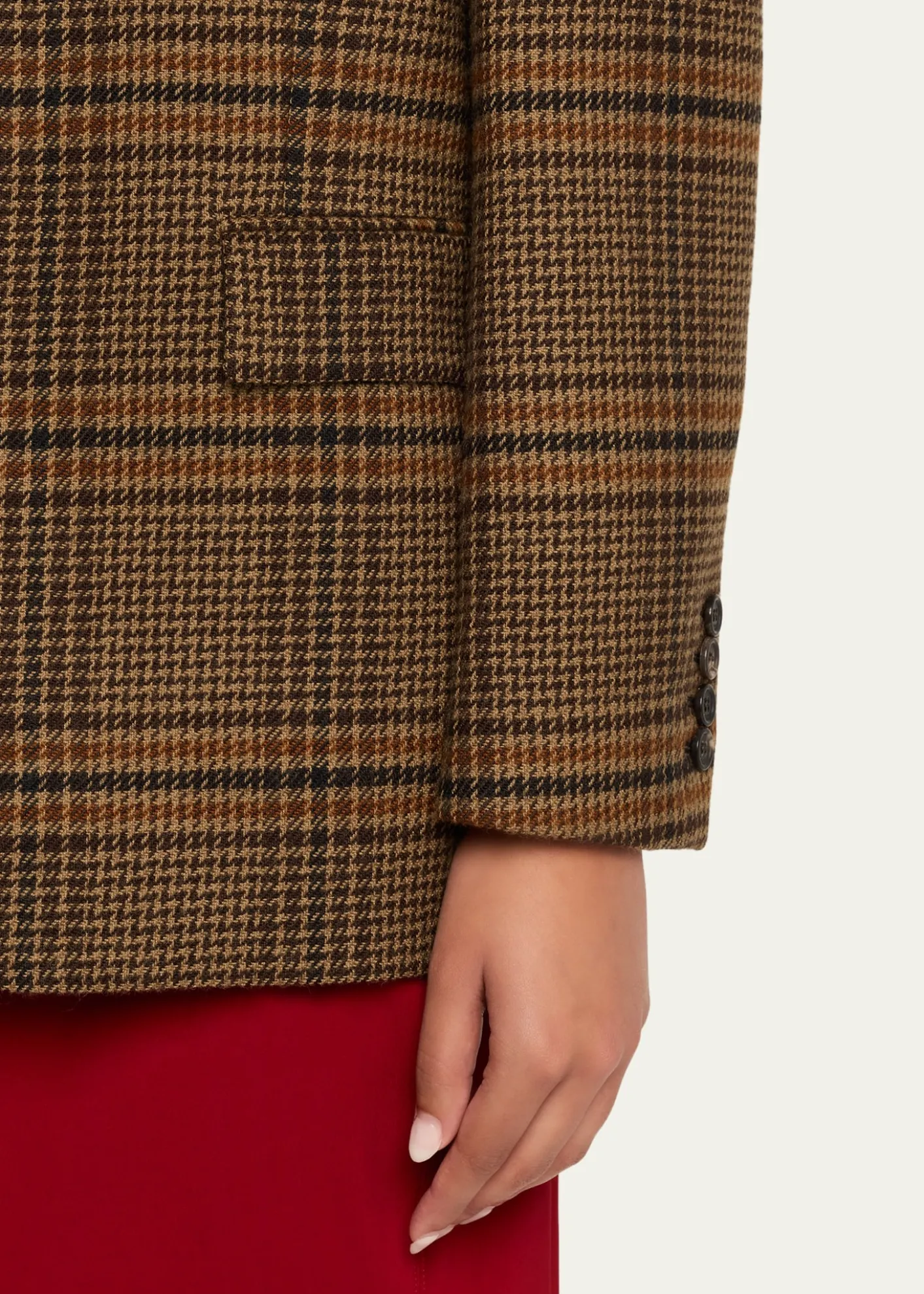 Saint LaurentOversized Check Single-Breasted Blazer Jacket