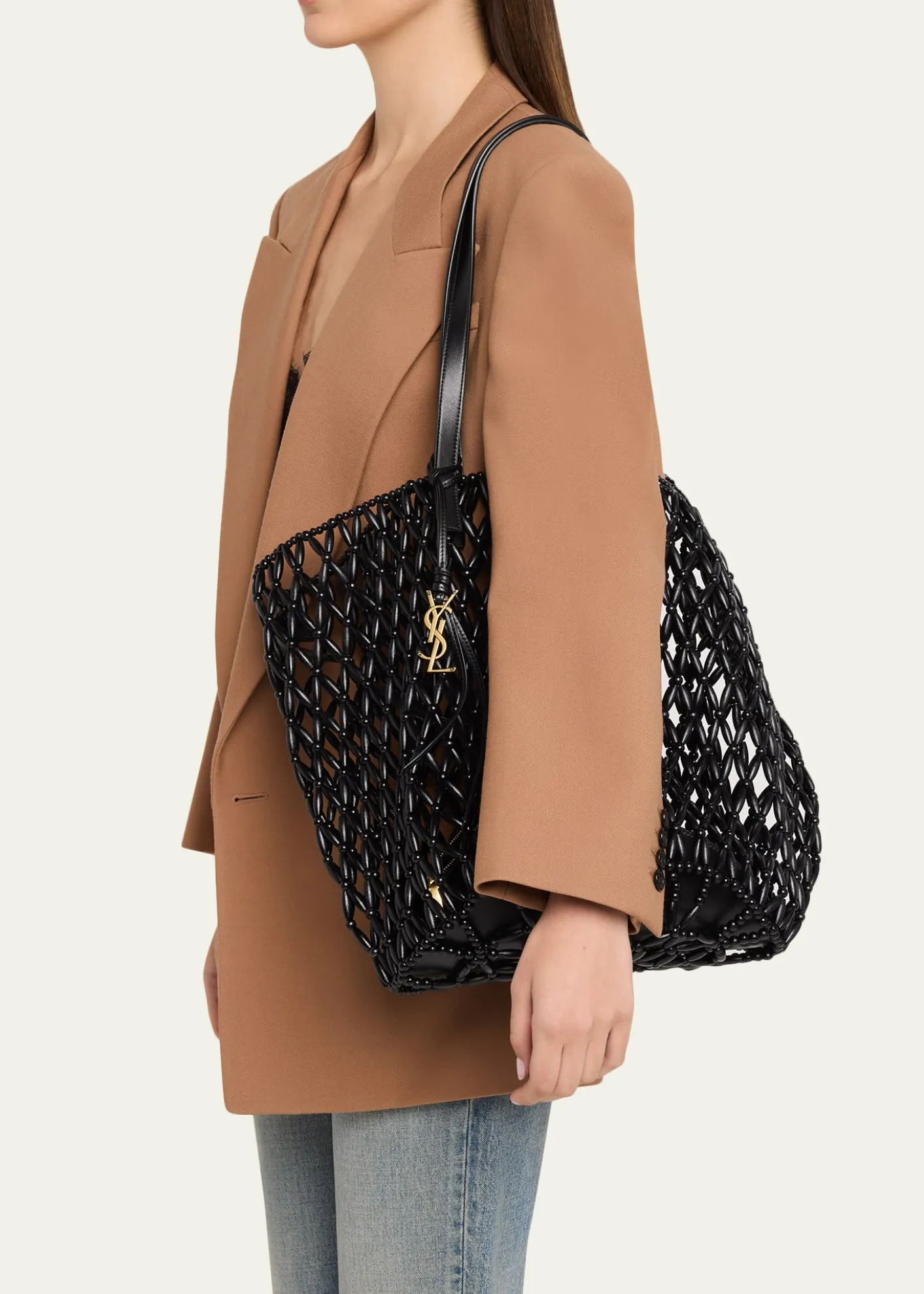 Saint LaurentPanier Medium Beaded Tote Bag