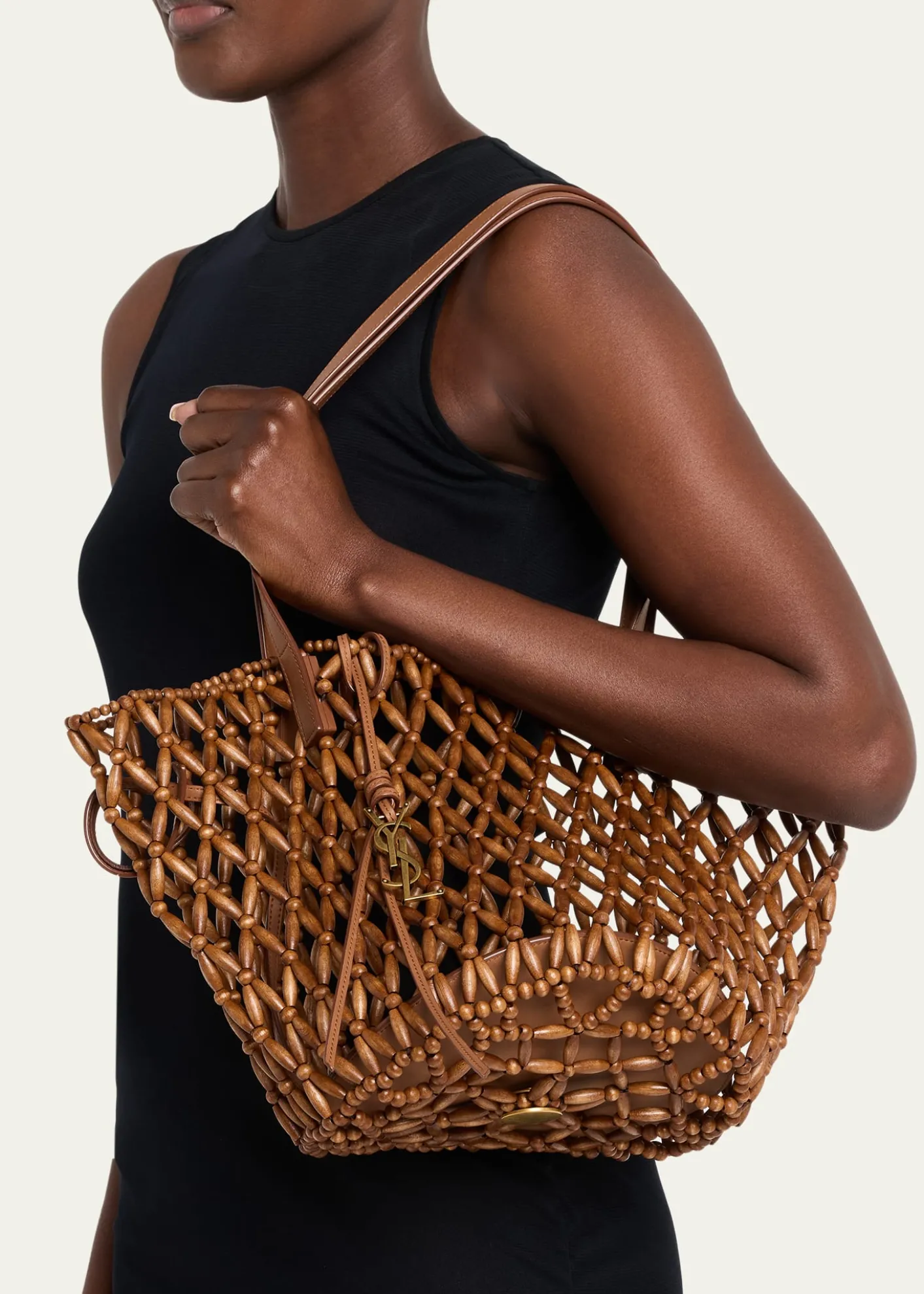Saint LaurentPanier Small Open-Work Bead Shoulder Bag