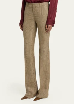 Saint LaurentPuppytooth Prince of Wales Wool Flared Pants