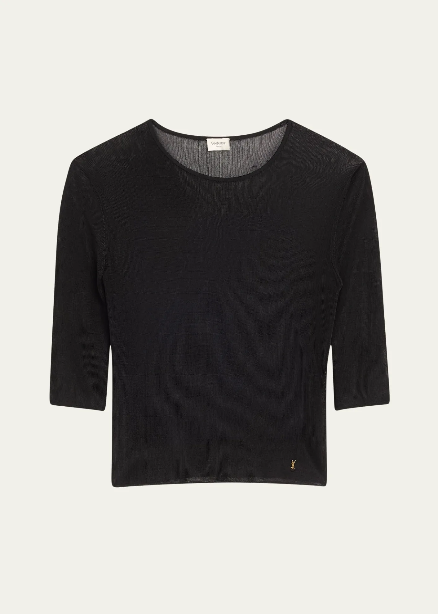 Saint LaurentQuarter Sleeve Knit Top with Logo Detail