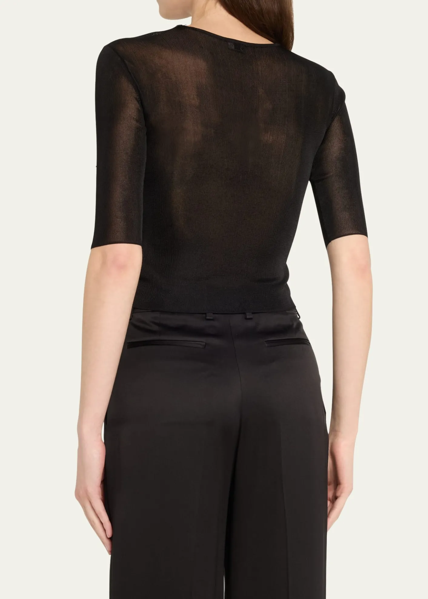 Saint LaurentQuarter Sleeve Knit Top with Logo Detail