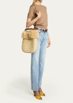 Saint LaurentRoady Fringed Raffia Shoulder Bag