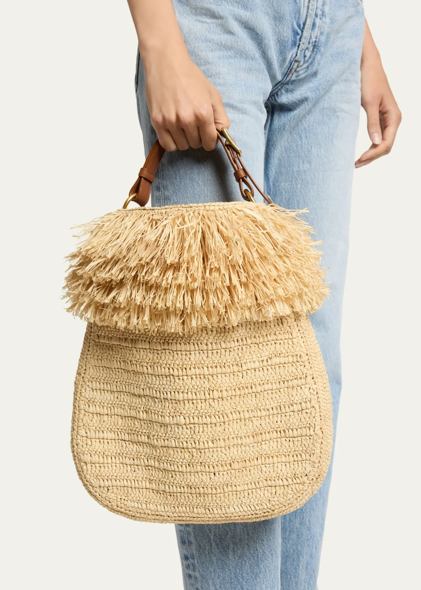 Saint LaurentRoady Fringed Raffia Shoulder Bag