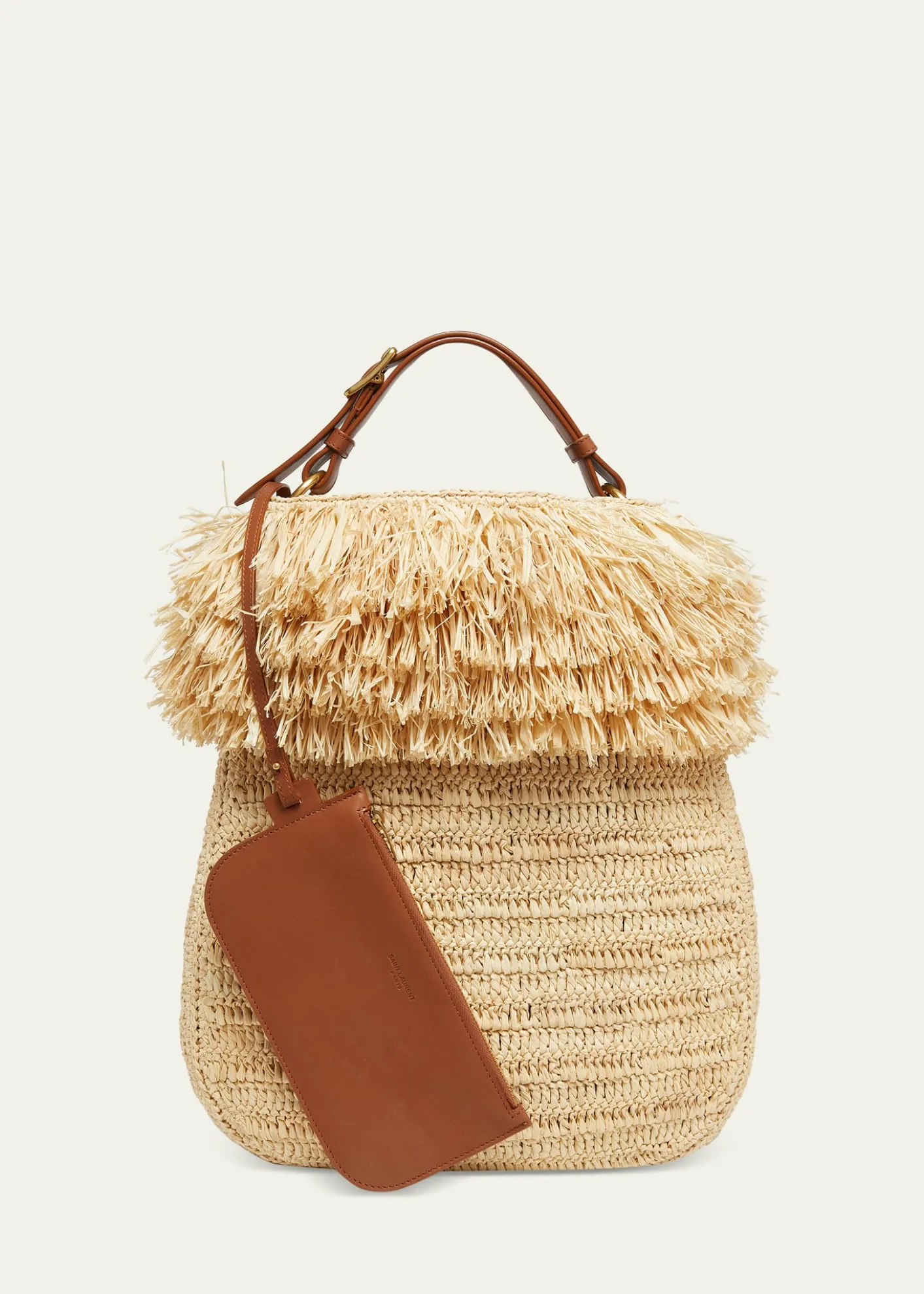 Saint LaurentRoady Fringed Raffia Shoulder Bag