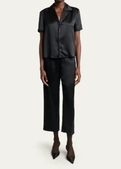 Saint LaurentSilk Straight-Leg Crop Pajama Pants