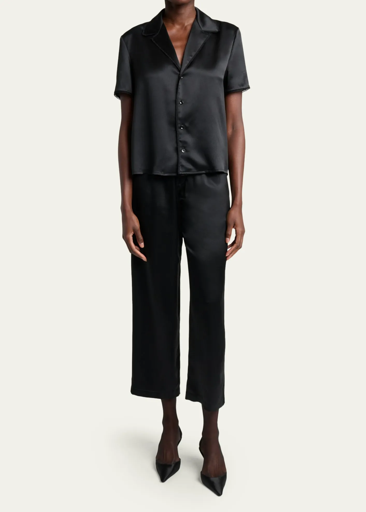 Saint LaurentSilk Straight-Leg Crop Pajama Pants