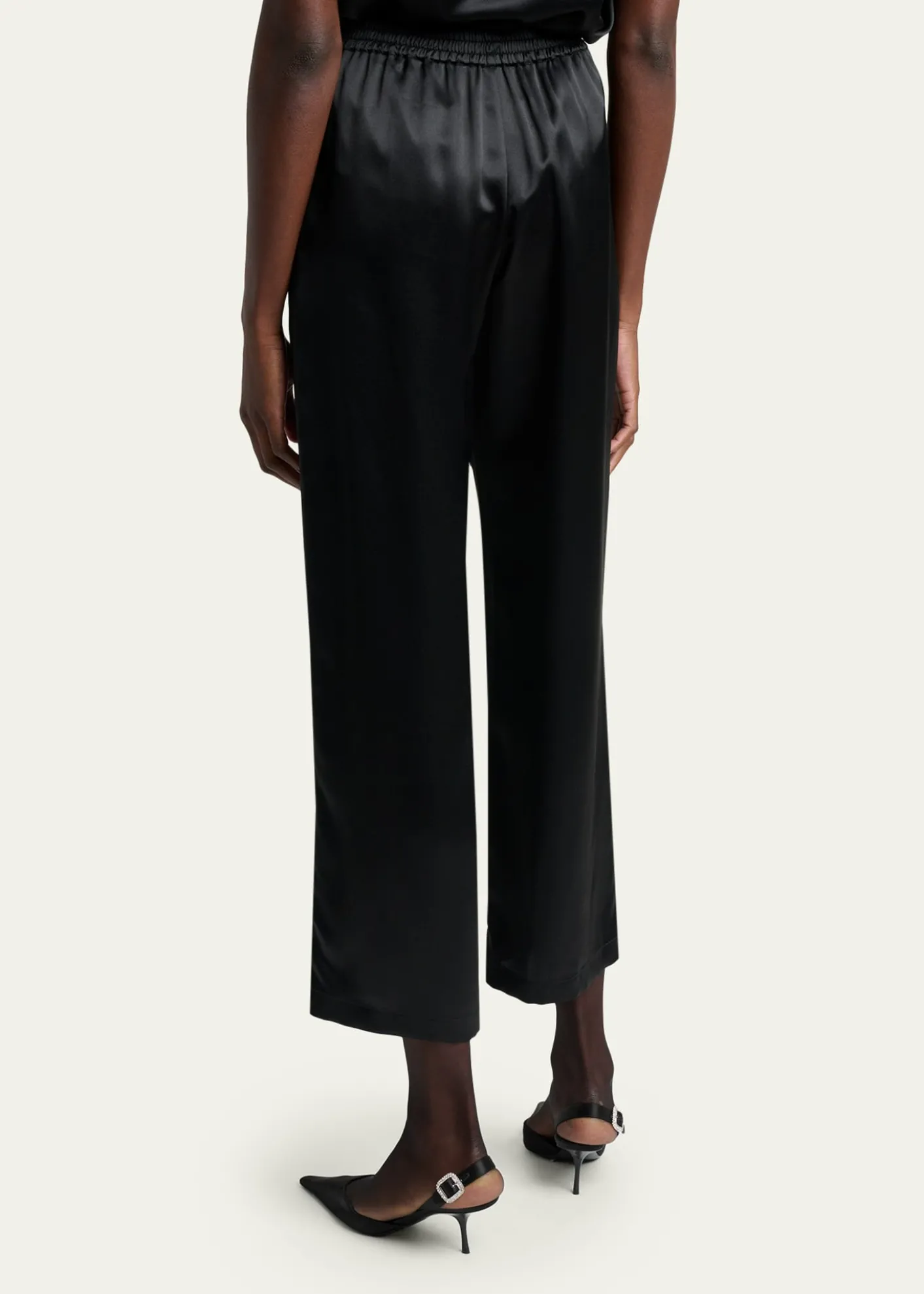 Saint LaurentSilk Straight-Leg Crop Pajama Pants