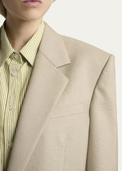 Saint LaurentSingle-Breasted Oversized Wool-Silk Blazer Jacket
