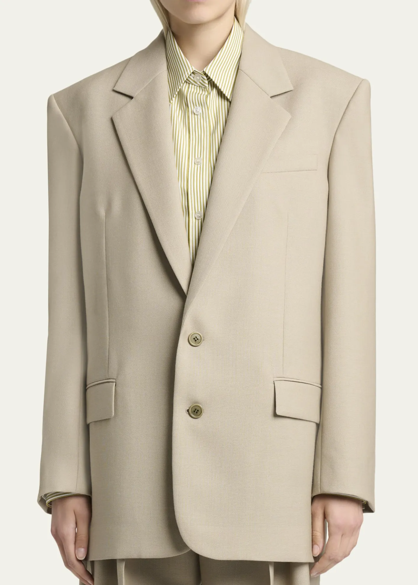 Saint LaurentSingle-Breasted Oversized Wool-Silk Blazer Jacket